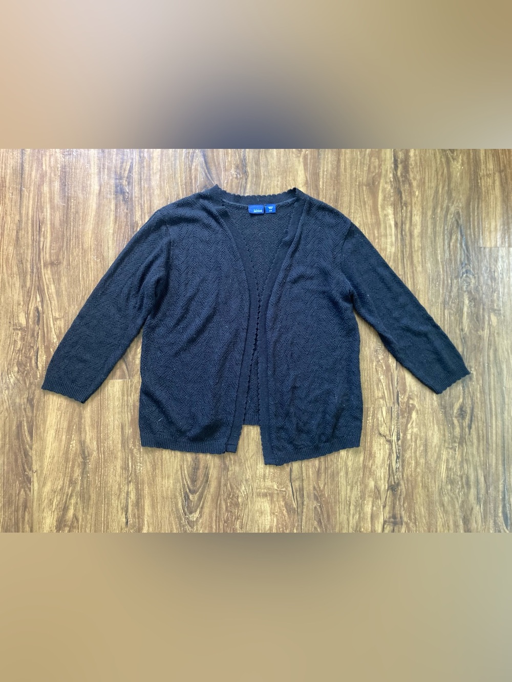Basic Editions Black Knit Open-Weave Sweater